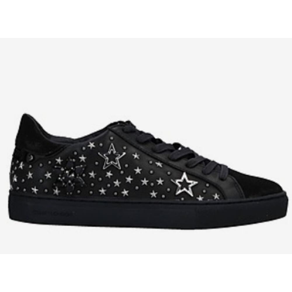 Crime London Sneaker with black with silver stars size 6